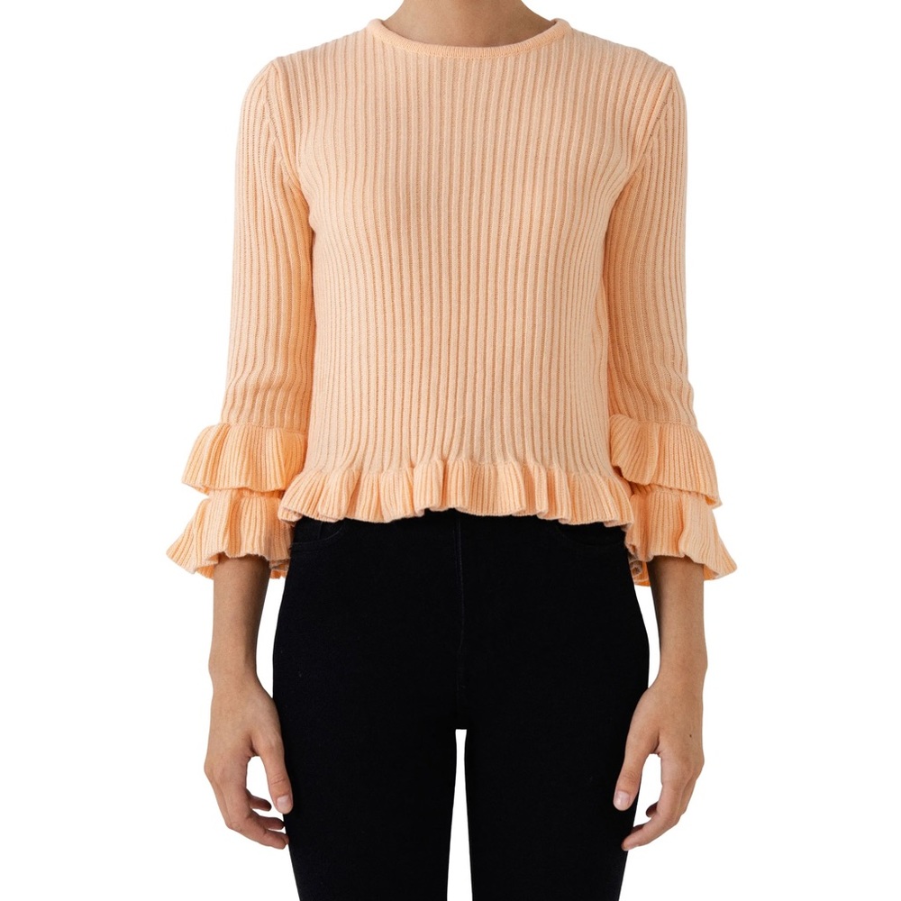 NWOT English Factory Rib Ruffle Edge Sweater - Picture 4 of 13